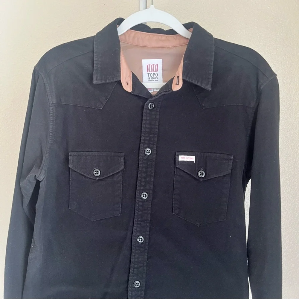 Topo Designs Flannel Mountain Shirt Button Up Long Sleeve Black Size M - Picture 3 of 9